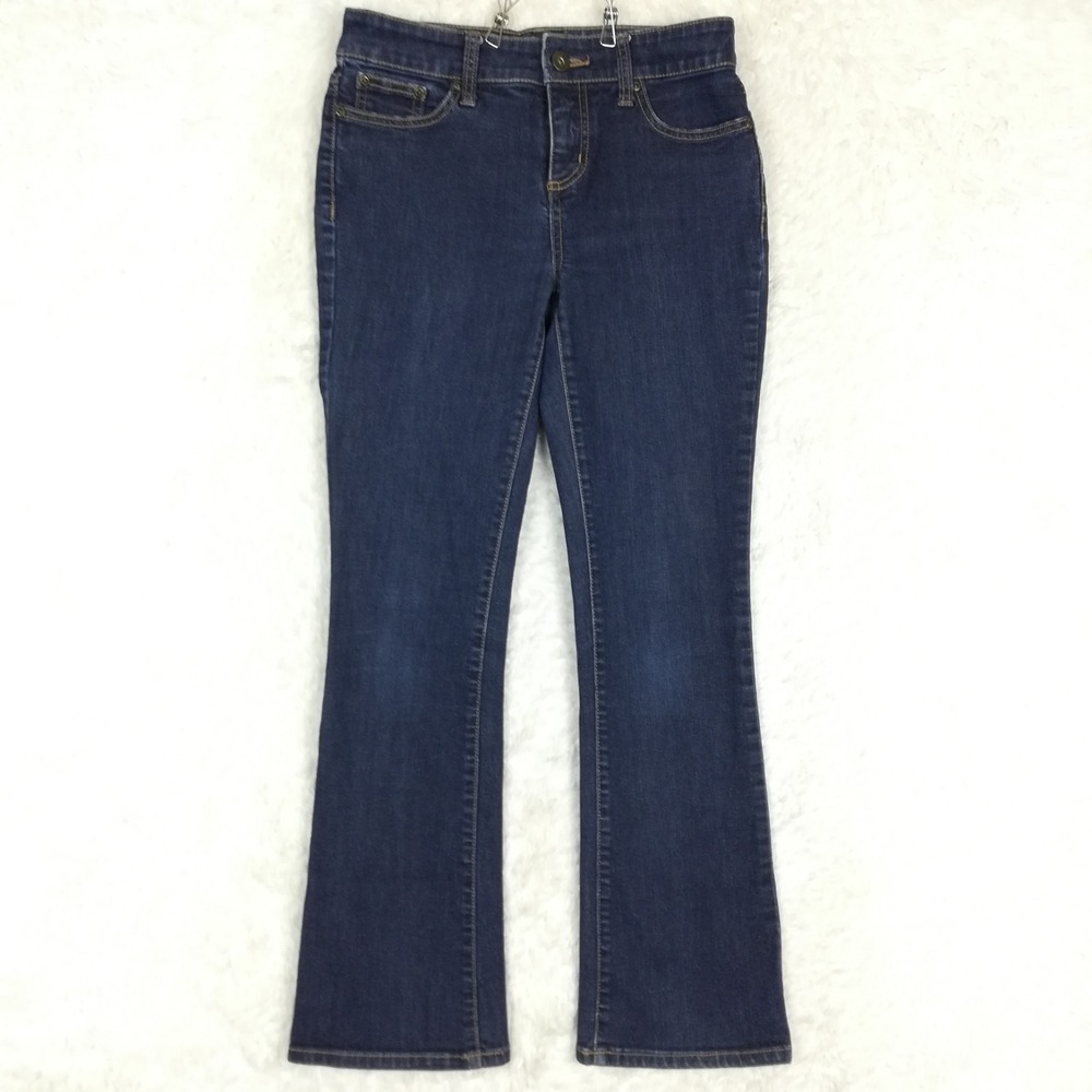 Sr.‎ John's Bay Womens Jeans Boot Cut Blue Denim Flap Pocket Dark Mid Petite 4P